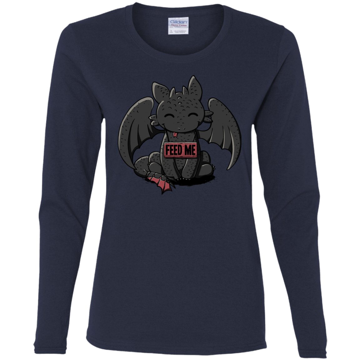 T-Shirts Navy / S Toothless Feed Me Women's Long Sleeve T-Shirt