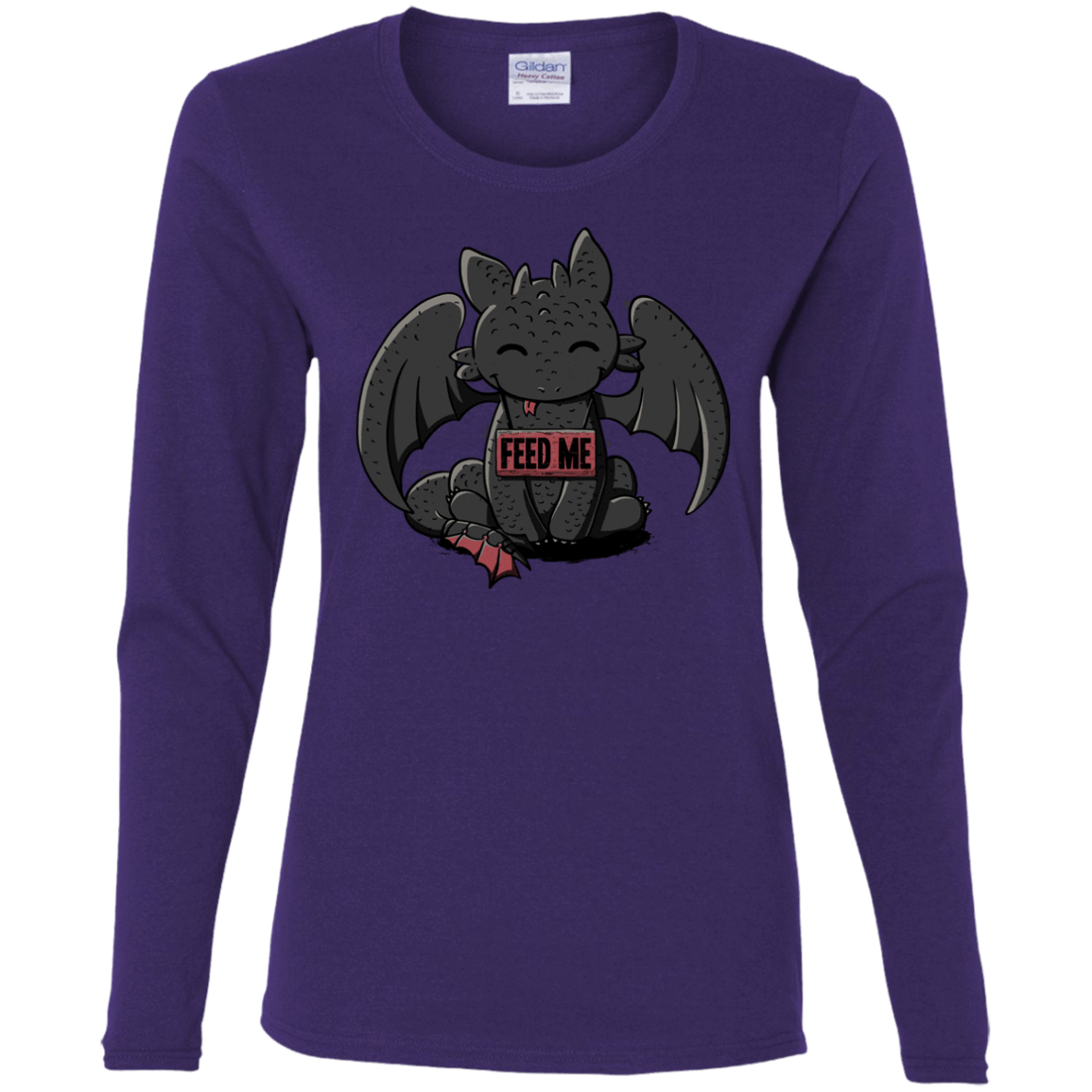 T-Shirts Purple / S Toothless Feed Me Women's Long Sleeve T-Shirt