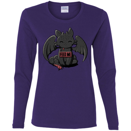 T-Shirts Purple / S Toothless Feed Me Women's Long Sleeve T-Shirt