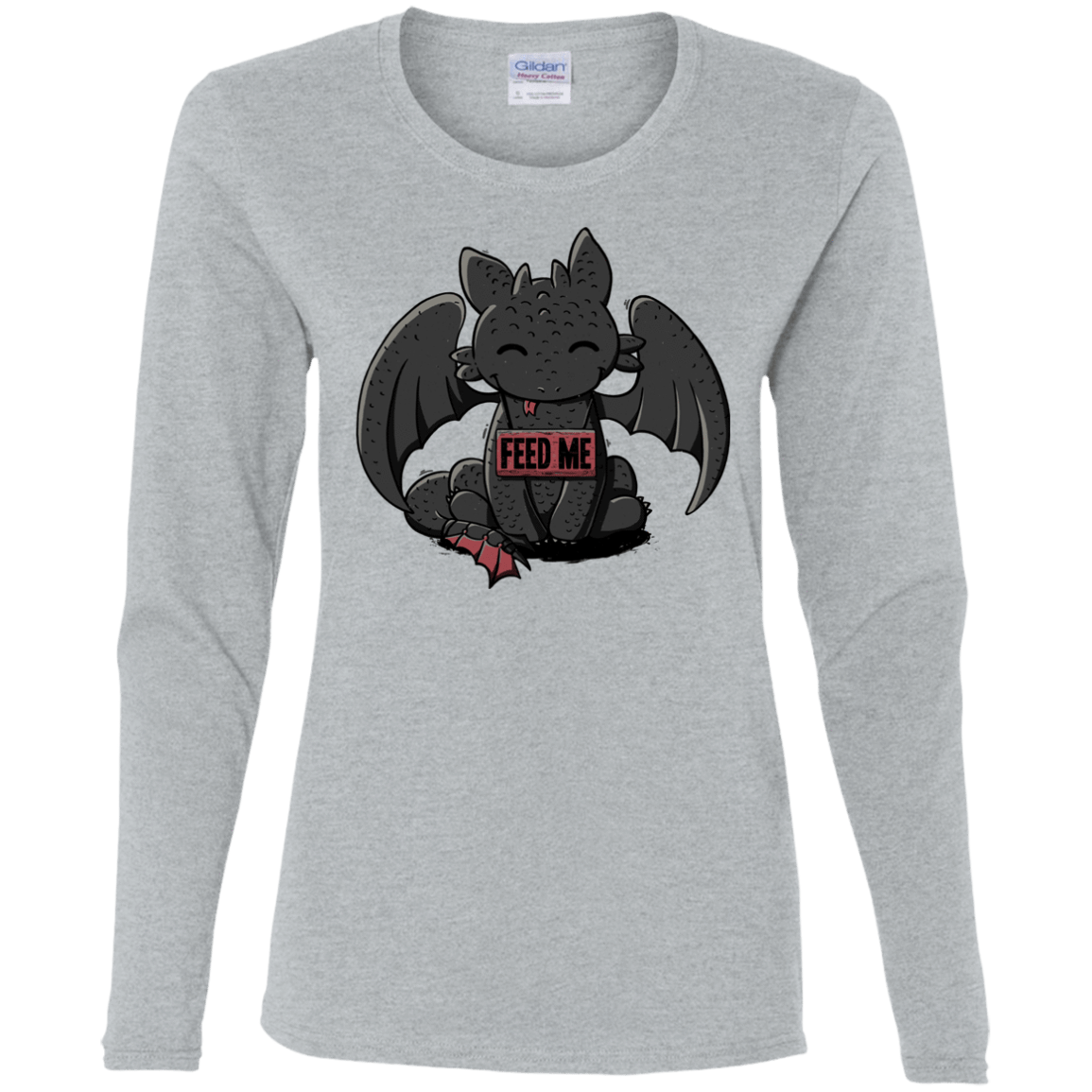 T-Shirts Sport Grey / S Toothless Feed Me Women's Long Sleeve T-Shirt