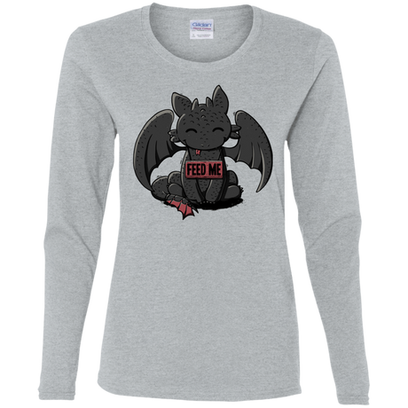 T-Shirts Sport Grey / S Toothless Feed Me Women's Long Sleeve T-Shirt