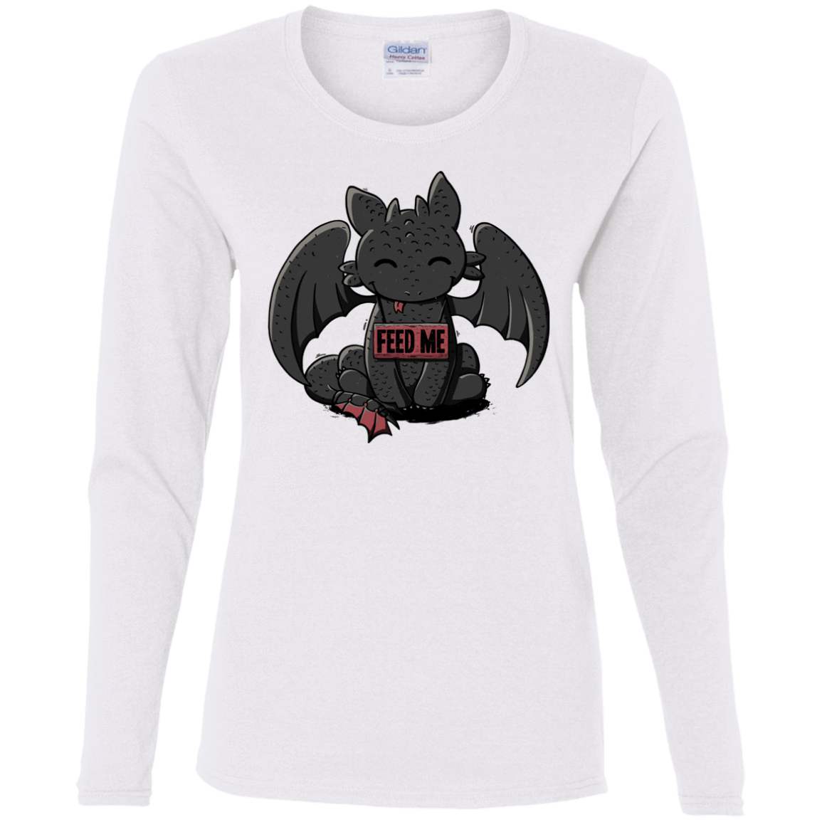 T-Shirts White / S Toothless Feed Me Women's Long Sleeve T-Shirt