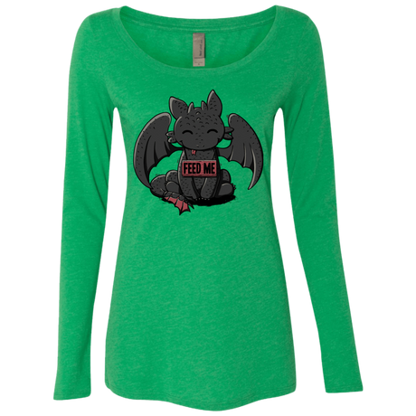 T-Shirts Envy / S Toothless Feed Me Women's Triblend Long Sleeve Shirt