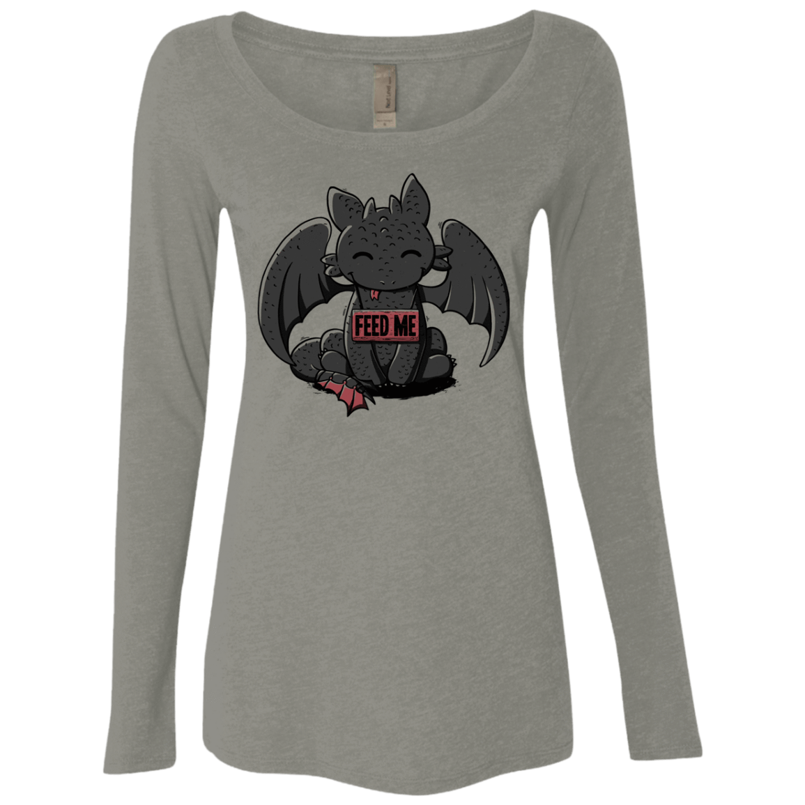 T-Shirts Venetian Grey / S Toothless Feed Me Women's Triblend Long Sleeve Shirt