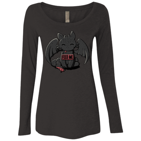 T-Shirts Vintage Black / S Toothless Feed Me Women's Triblend Long Sleeve Shirt