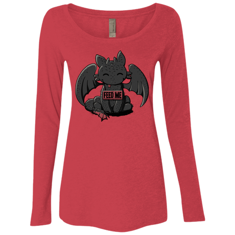 T-Shirts Vintage Red / S Toothless Feed Me Women's Triblend Long Sleeve Shirt