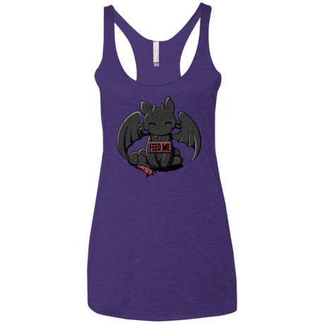 T-Shirts Purple Rush / X-Small Toothless Feed Me Women's Triblend Racerback Tank