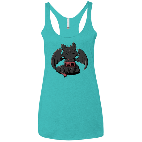 T-Shirts Tahiti Blue / X-Small Toothless Feed Me Women's Triblend Racerback Tank