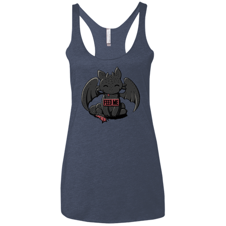 T-Shirts Vintage Navy / X-Small Toothless Feed Me Women's Triblend Racerback Tank
