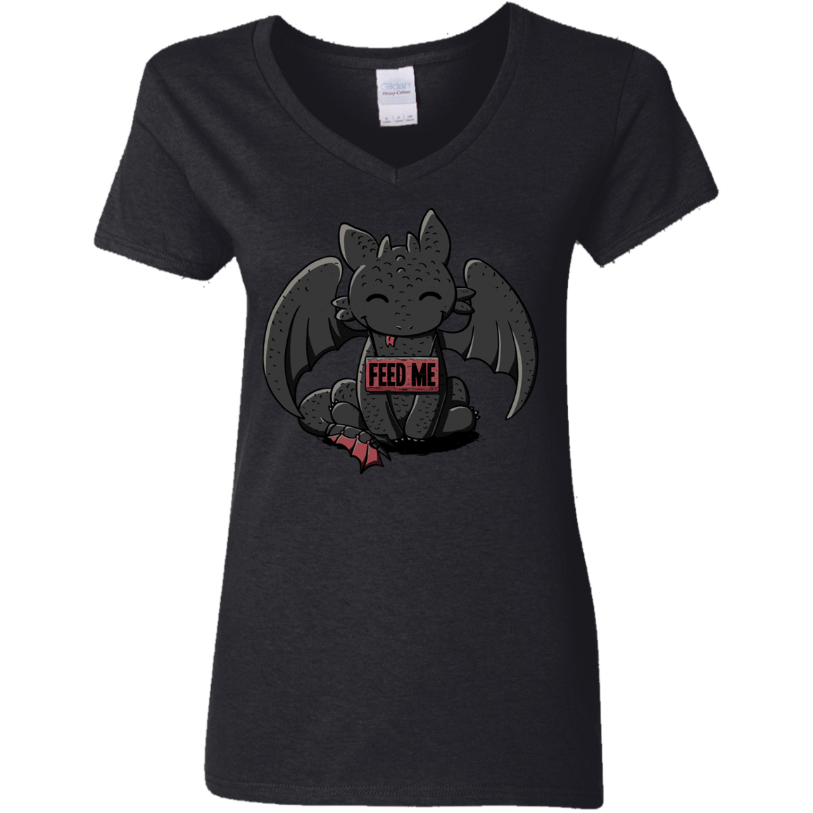 T-Shirts Black / S Toothless Feed Me Women's V-Neck T-Shirt