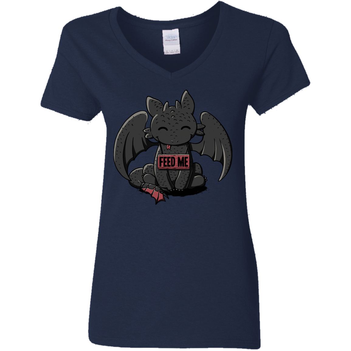 T-Shirts Navy / S Toothless Feed Me Women's V-Neck T-Shirt