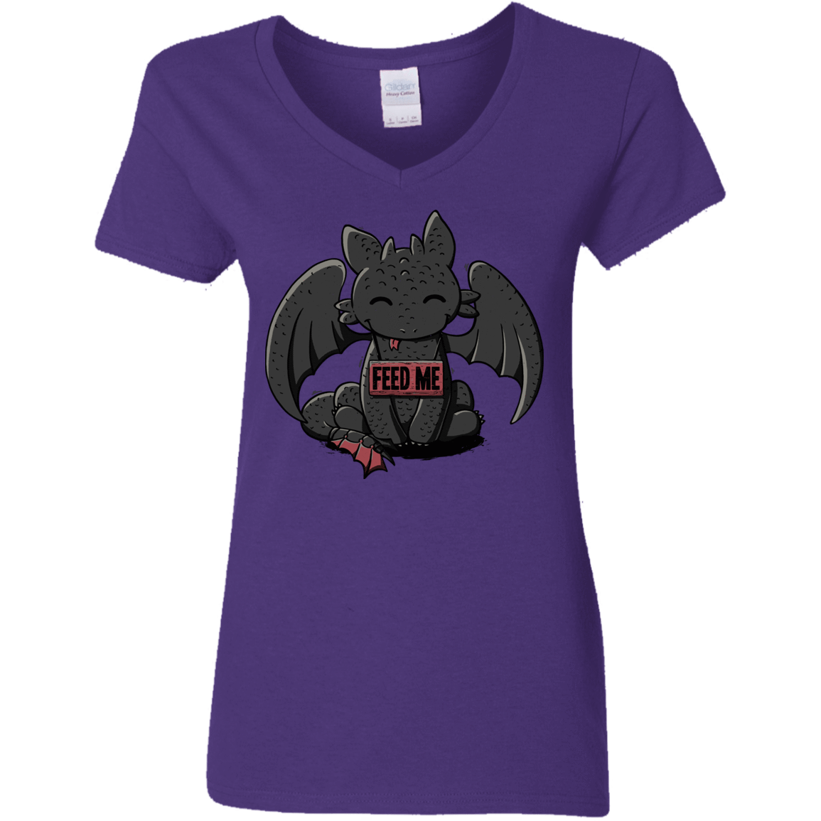 T-Shirts Purple / S Toothless Feed Me Women's V-Neck T-Shirt