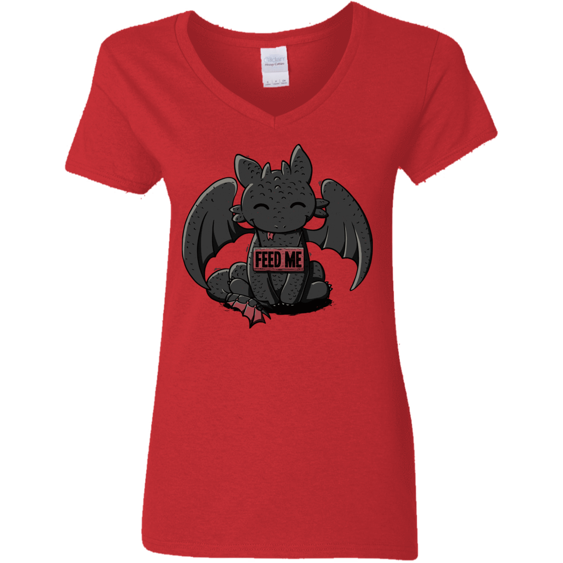 T-Shirts Red / S Toothless Feed Me Women's V-Neck T-Shirt