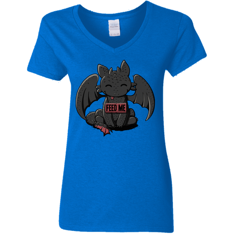 T-Shirts Royal / S Toothless Feed Me Women's V-Neck T-Shirt