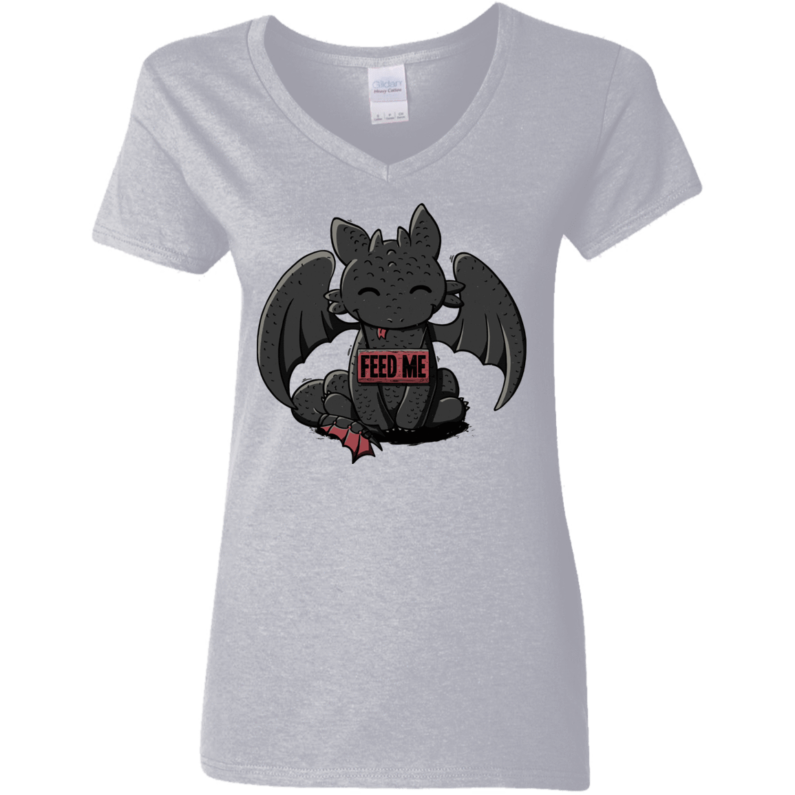 T-Shirts Sport Grey / S Toothless Feed Me Women's V-Neck T-Shirt