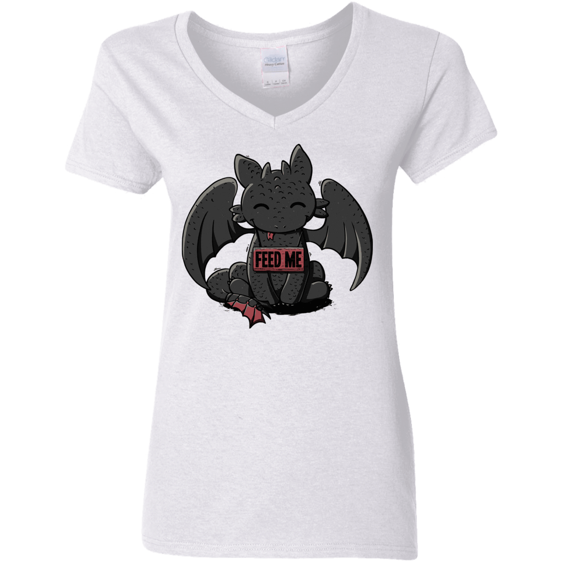 T-Shirts White / S Toothless Feed Me Women's V-Neck T-Shirt