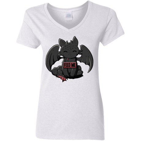 T-Shirts White / S Toothless Feed Me Women's V-Neck T-Shirt