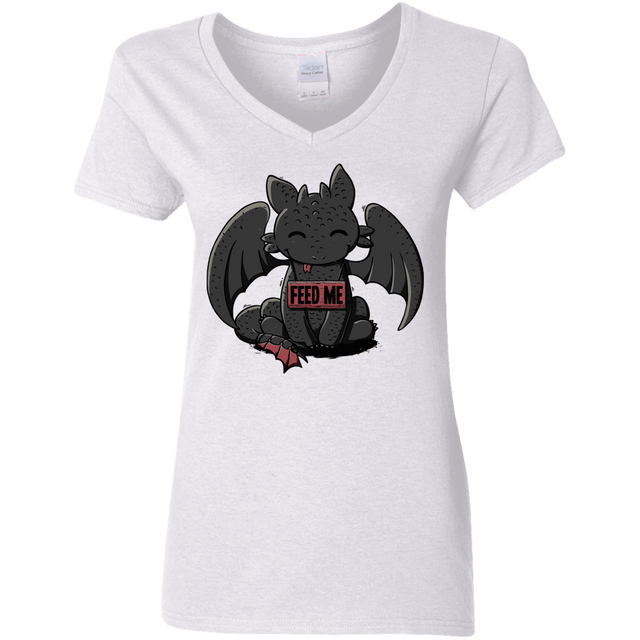 T-Shirts White / S Toothless Feed Me Women's V-Neck T-Shirt