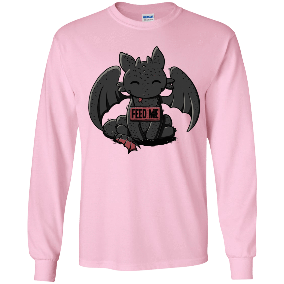 T-Shirts Light Pink / YS Toothless Feed Me Youth Long Sleeve T-Shirt