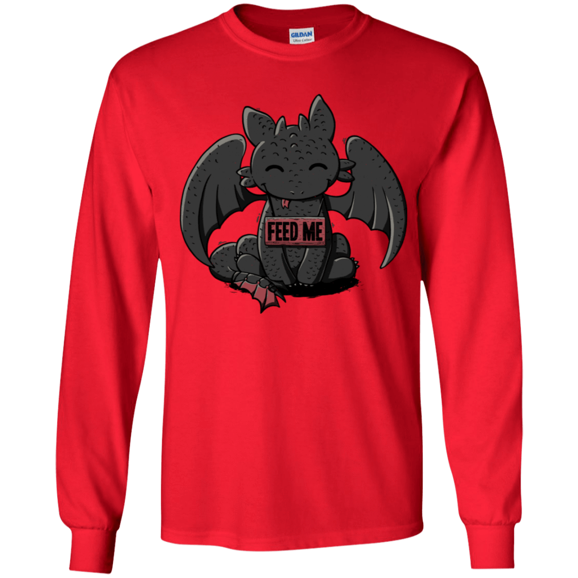 T-Shirts Red / YS Toothless Feed Me Youth Long Sleeve T-Shirt