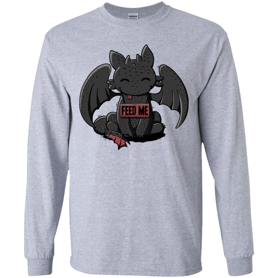 T-Shirts Sport Grey / YS Toothless Feed Me Youth Long Sleeve T-Shirt