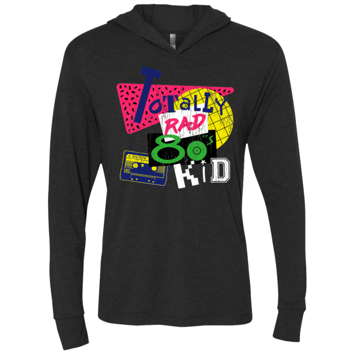 T-Shirts Vintage Black / X-Small Totally Rad Triblend Long Sleeve Hoodie Tee