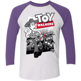 T-Shirts Heather White/Purple Rush / X-Small Toy Walkers Men's Triblend 3/4 Sleeve