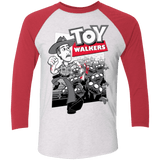 T-Shirts Heather White/Vintage Red / X-Small Toy Walkers Men's Triblend 3/4 Sleeve