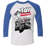 T-Shirts Heather White/Vintage Royal / X-Small Toy Walkers Men's Triblend 3/4 Sleeve