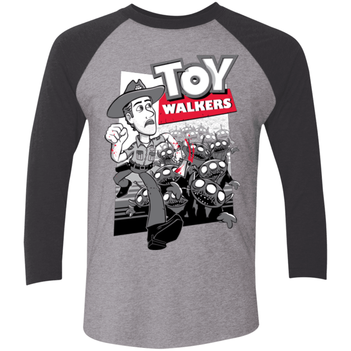 T-Shirts Premium Heather/ Vintage Black / X-Small Toy Walkers Men's Triblend 3/4 Sleeve