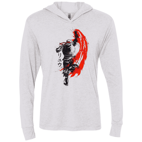 T-Shirts Heather White / X-Small Traditional Fighter Triblend Long Sleeve Hoodie Tee
