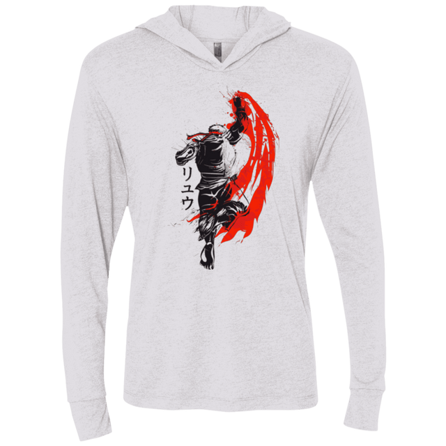 T-Shirts Heather White / X-Small Traditional Fighter Triblend Long Sleeve Hoodie Tee