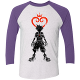 T-Shirts Heather White/Purple Rush / X-Small Traditional Kingdom Men's Triblend 3/4 Sleeve