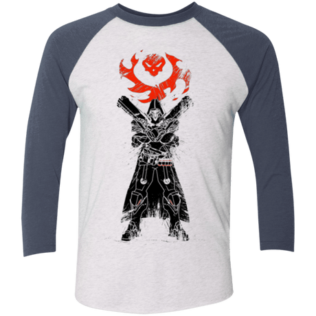 T-Shirts Heather White/Indigo / X-Small TRADITIONAL REAPER Men's Triblend 3/4 Sleeve