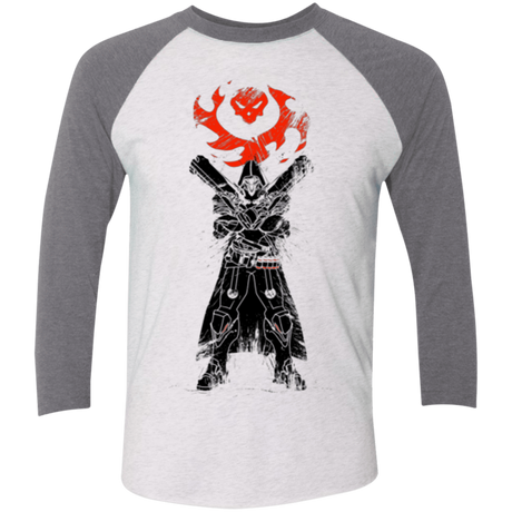 T-Shirts Heather White/Premium Heather / X-Small TRADITIONAL REAPER Men's Triblend 3/4 Sleeve