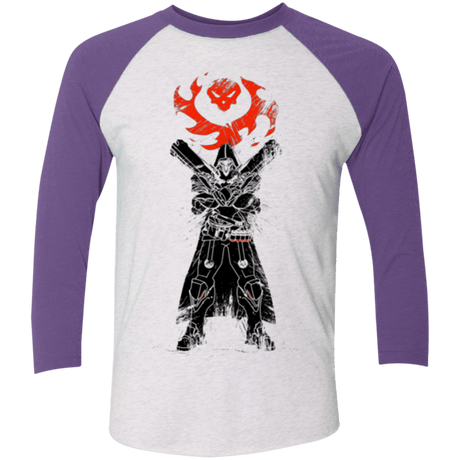 T-Shirts Heather White/Purple Rush / X-Small TRADITIONAL REAPER Men's Triblend 3/4 Sleeve
