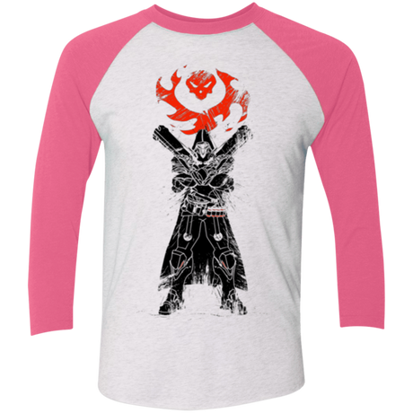 T-Shirts Heather White/Vintage Pink / X-Small TRADITIONAL REAPER Men's Triblend 3/4 Sleeve