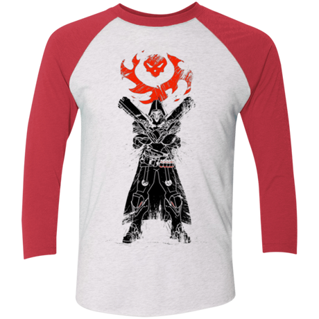 T-Shirts Heather White/Vintage Red / X-Small TRADITIONAL REAPER Men's Triblend 3/4 Sleeve
