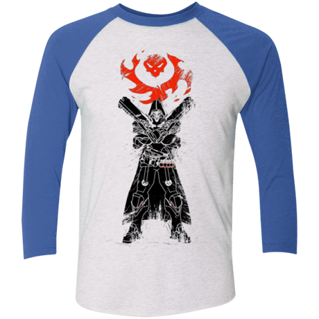 T-Shirts Heather White/Vintage Royal / X-Small TRADITIONAL REAPER Men's Triblend 3/4 Sleeve