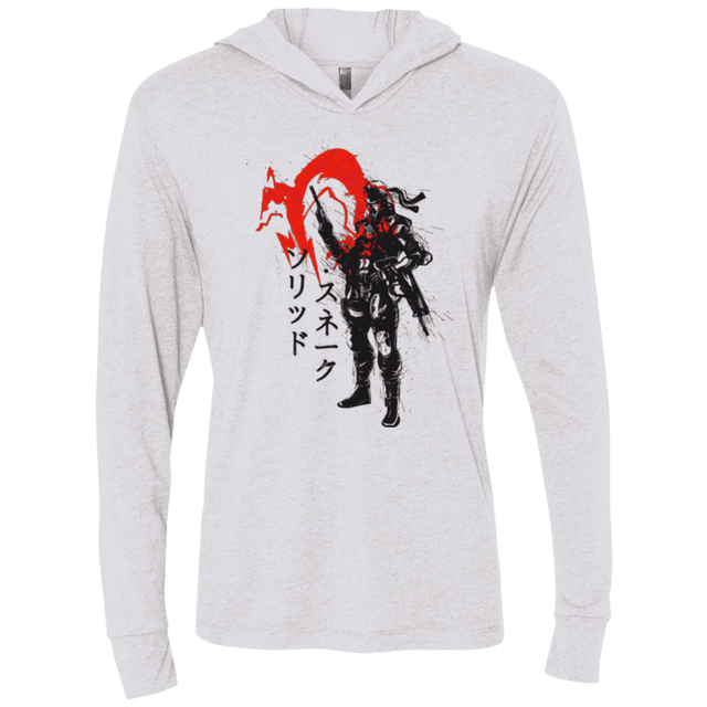 T-Shirts Heather White / X-Small Traditional Solid Triblend Long Sleeve Hoodie Tee