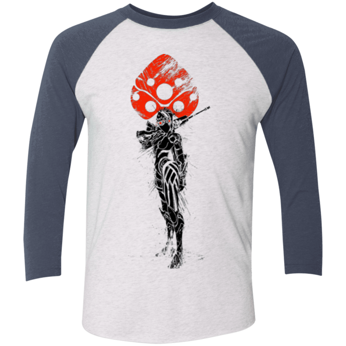 T-Shirts Heather White/Indigo / X-Small TRADITIONAL WIDOW MAKER Men's Triblend 3/4 Sleeve