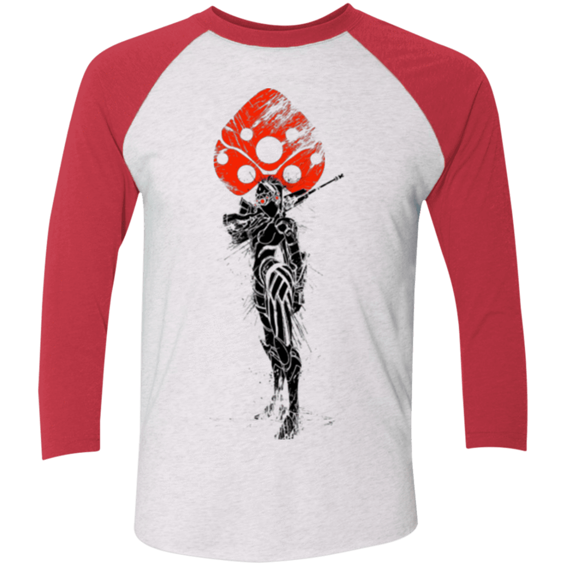 T-Shirts Heather White/Vintage Red / X-Small TRADITIONAL WIDOW MAKER Men's Triblend 3/4 Sleeve