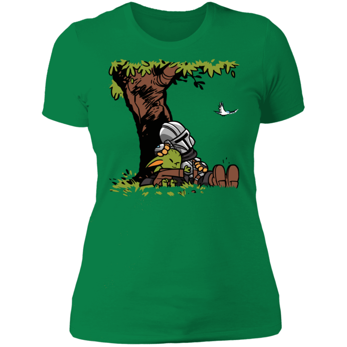T-Shirts Kelly Green / S Tree Yoda Calvin Women's Premium T-Shirt