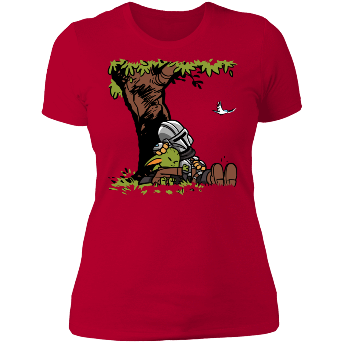 T-Shirts Red / S Tree Yoda Calvin Women's Premium T-Shirt