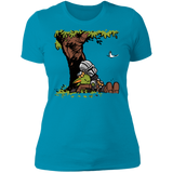 T-Shirts Turquoise / S Tree Yoda Calvin Women's Premium T-Shirt