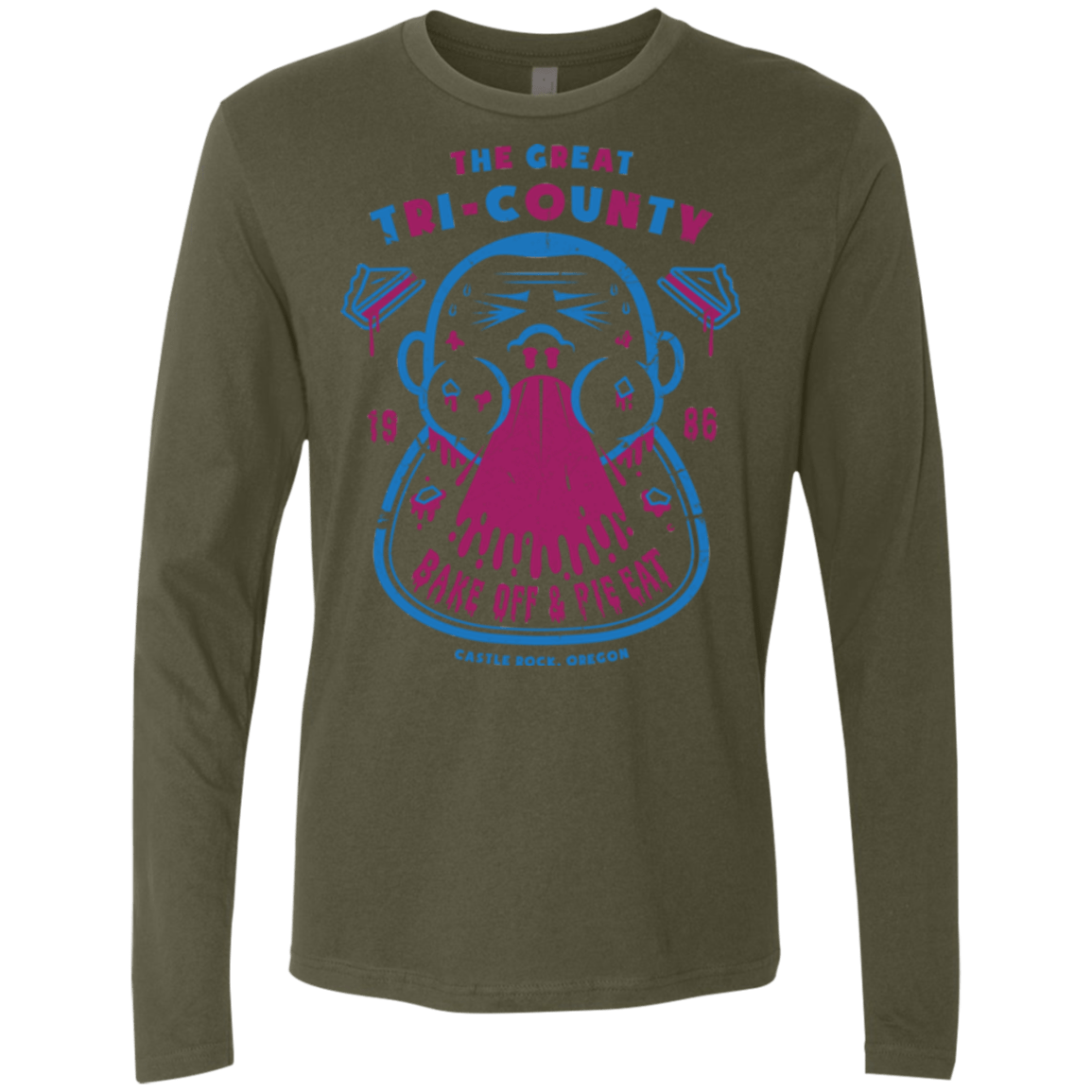 T-Shirts Military Green / Small Tri County Pie Eating Men's Premium Long Sleeve