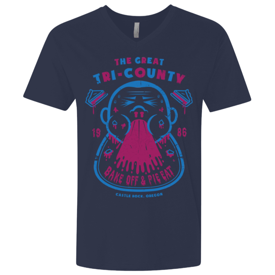 T-Shirts Midnight Navy / X-Small Tri County Pie Eating Men's Premium V-Neck