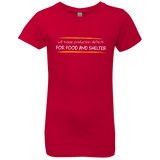 T-Shirts Red / YXS Triaging Defects For Food And Shelter Girls Premium T-Shirt