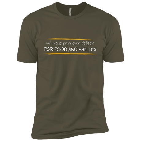 T-Shirts Military Green / X-Small Triaging Defects For Food And Shelter Men's Premium T-Shirt