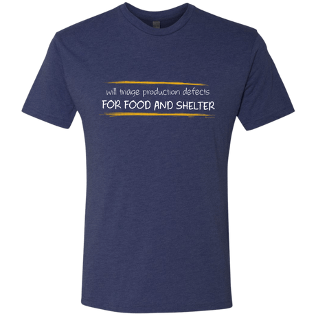 T-Shirts Vintage Navy / Small Triaging Defects For Food And Shelter Men's Triblend T-Shirt